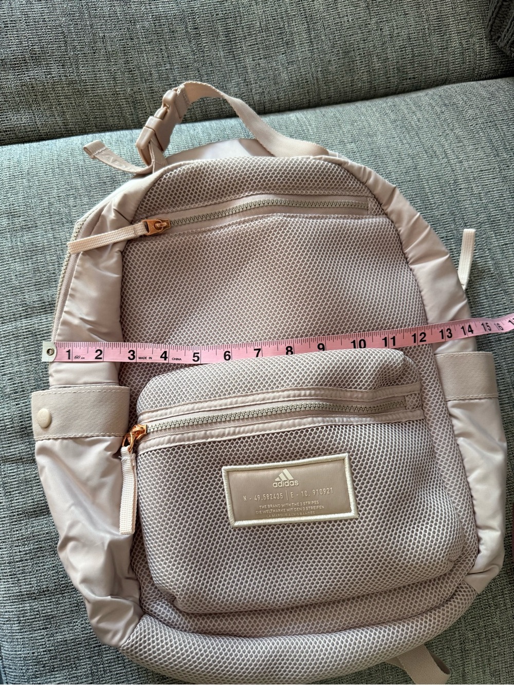 Adidas Quilted Mesh Accent Backpack | Mauve Blush Pink and Rose Gold - Picture 7 of 8